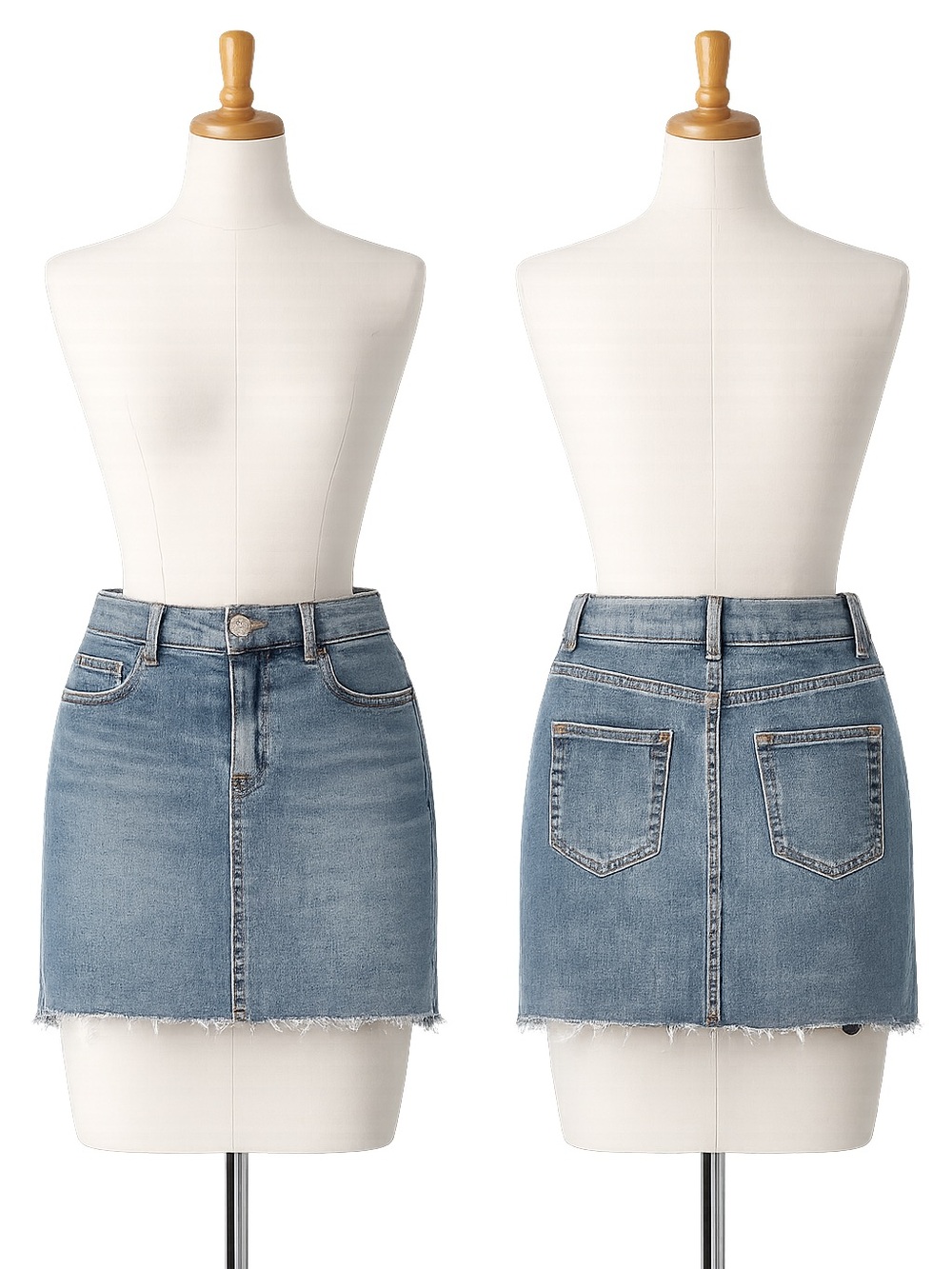 Zara Blue Denim Raw-Hem Mini Skirt